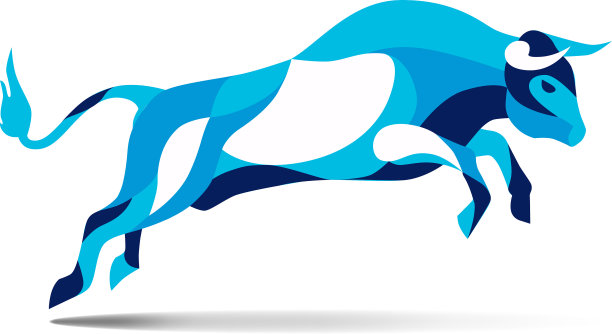 潮流风格化的运动公牛跳跃线图片下载