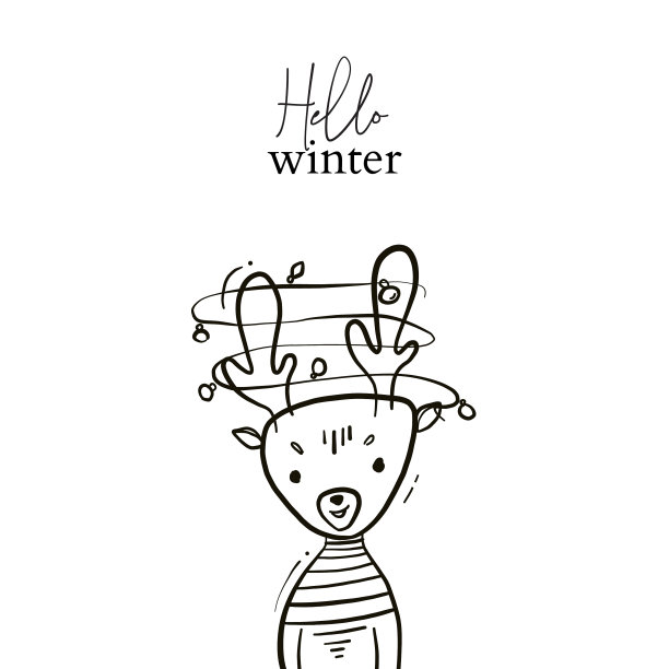 涂鸦卡通鹿与花环在新的角图片下载