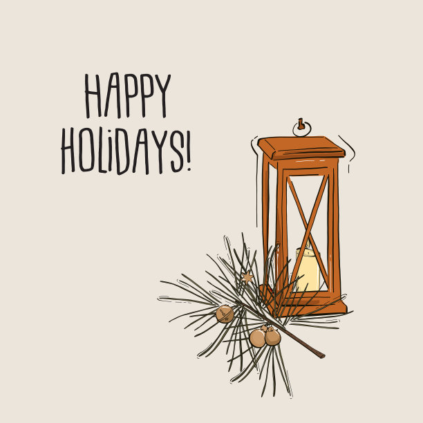 有蜡烛和松枝的圣诞灯笼图片下载