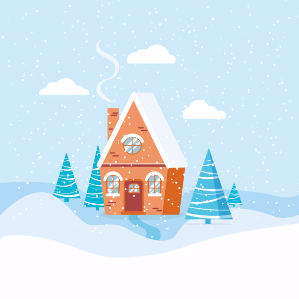 冬季景观与乡村别墅云杉图片下载