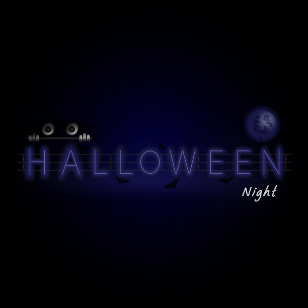 万圣节霓虹灯标志快乐的万圣节字体图片下载