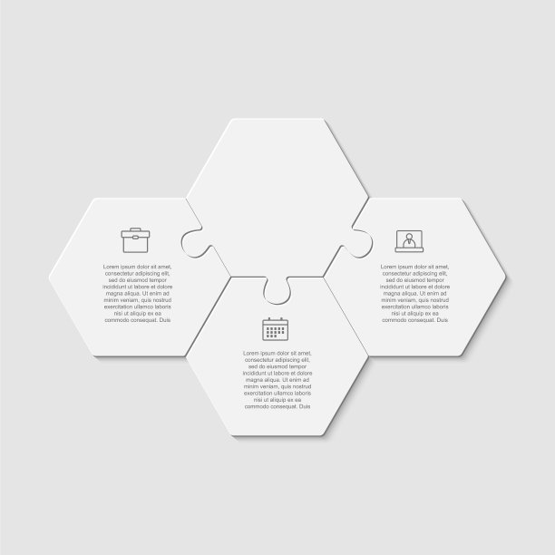 三块拼图六边形信息图形图片下载