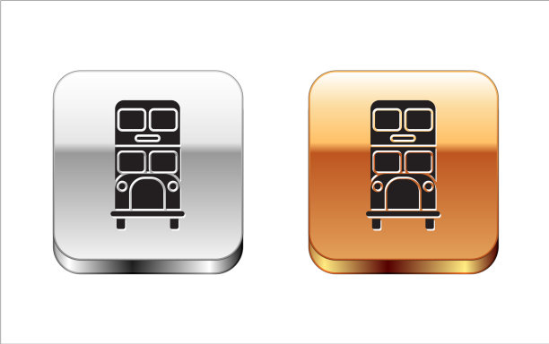 黑色双层巴士图标孤立在白色图片下载