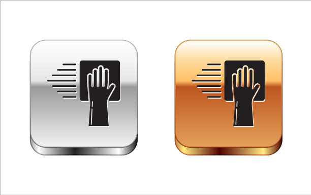 黑色清洁服务图标孤立在白色图片下载