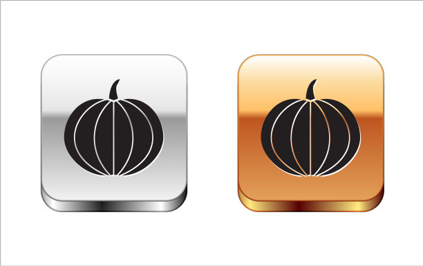 黑色南瓜图标孤立在白色背景图片下载