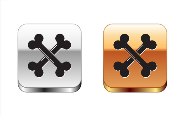 黑色交叉骨骼图标孤立在白色图片下载