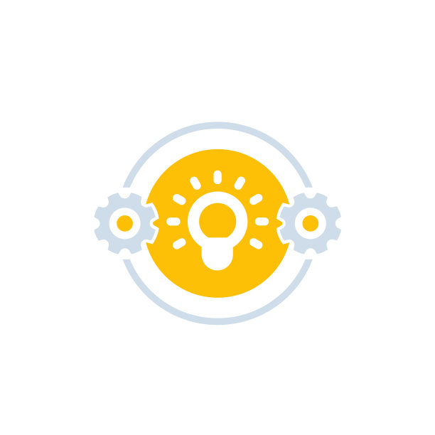 想法图标与灯泡和齿轮图片下载
