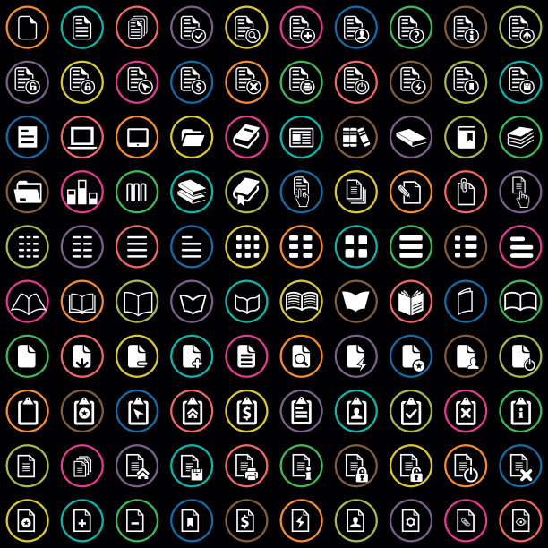 100个文档图标Web UI通用集图片下载