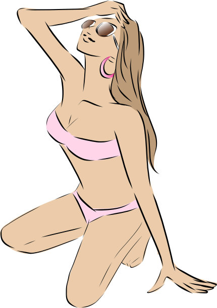 泳装女子仰望天空图片下载