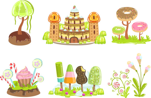 糖果乐园设置了甜蜜幻想的景观元素图片下载