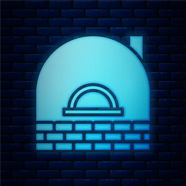 发光的霓虹灯砖炉图标孤立的砖图片下载