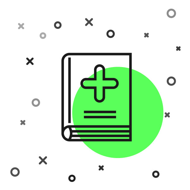 黑线医学书图标孤立在白色图片下载