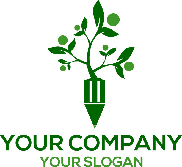 铅笔树教育标志设计图片下载