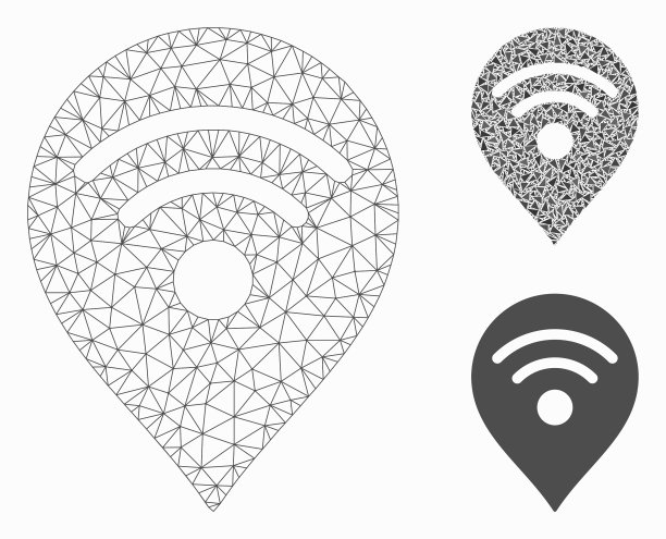Wi-fi地图标记网格二维模型和三角形图片下载