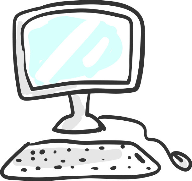 白色背景的旧电脑图片下载