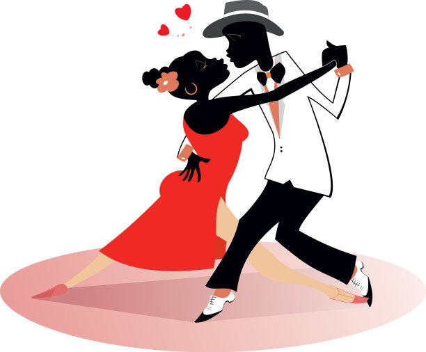 浪漫舞蹈的非洲年轻夫妇被孤立图片下载