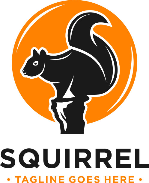 松鼠和圆形标志设计模板图片下载