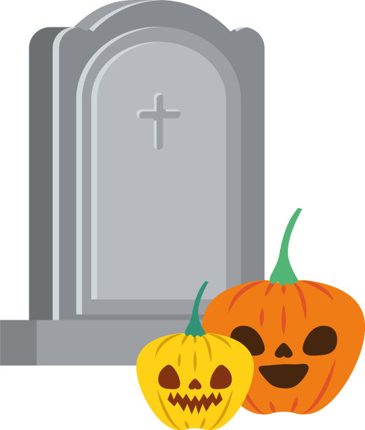 万圣节季节的场景，南瓜和墓碑图片下载