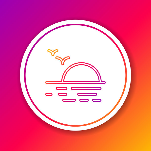 颜色线日落图标孤立的颜色图片下载