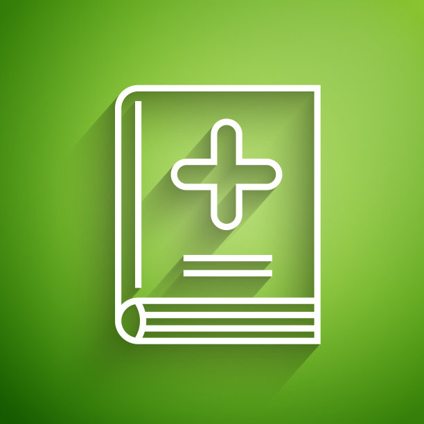 白线医学书图标孤立在绿色上图片下载
