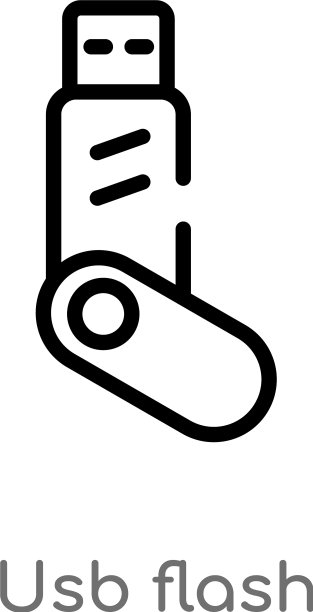 黑色简约线条USB闪存图标图片下载