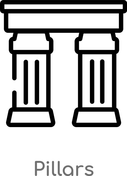 轮廓柱子图标孤立的黑色简单线条图片下载