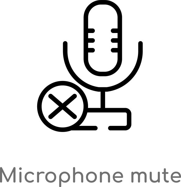 黑色背景上的麦克风静音图标轮廓图片下载