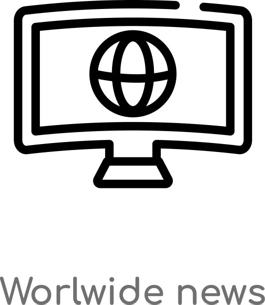 黑色简约线条全球新闻图标图片下载