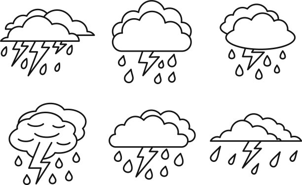 天气雷暴图标设置轮廓风格图片下载