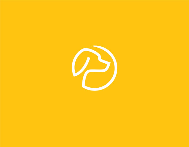 线性标志剪影一个狗的头在一个圆圈图片下载