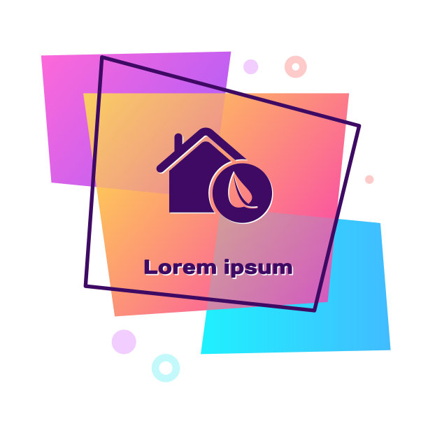 紫色环保的房子图标孤立在白色图片下载