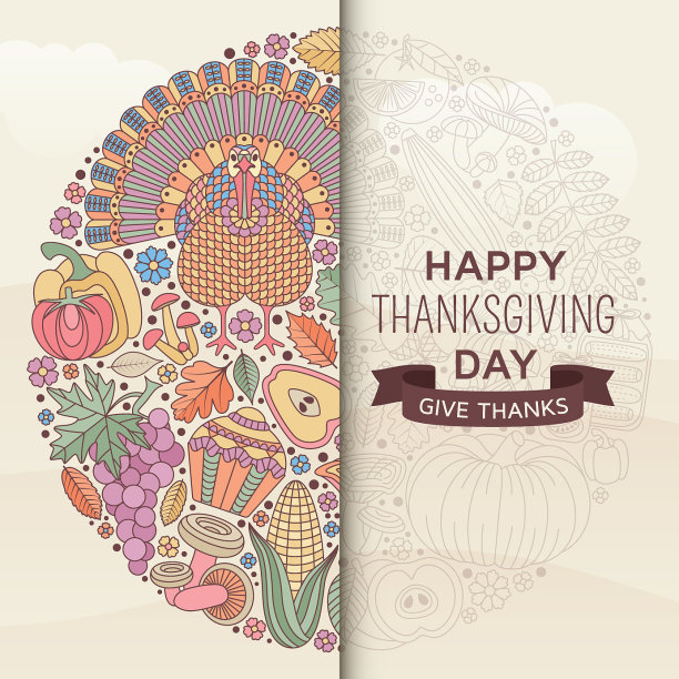 感恩节贺卡在柔和的颜色图片下载