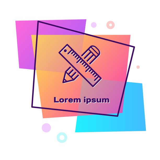 紫色交叉的尺子和铅笔图标孤立上图片下载