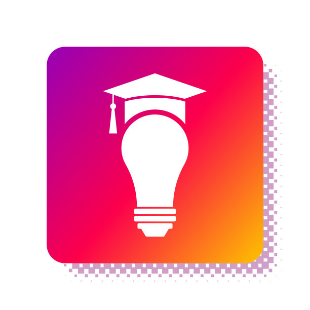 白光灯泡和毕业帽图标隔离图片下载
