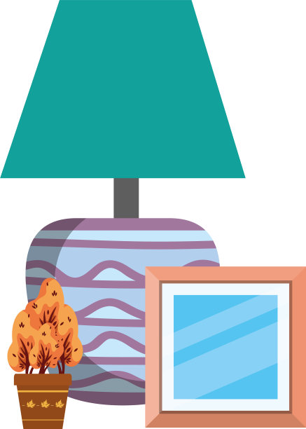 带有植物和图片装饰图标的房子灯图片下载