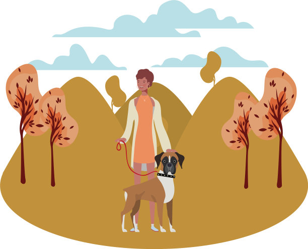 年轻的非洲女人和可爱的狗在田野里图片下载