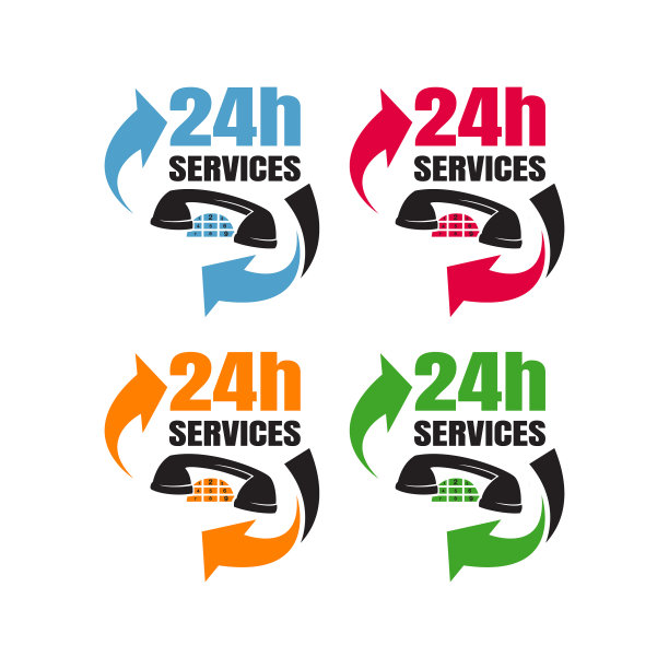 24小时服务标志图标白天夜间服务图片下载