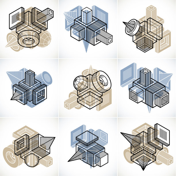 抽象的建筑等距设计图片下载