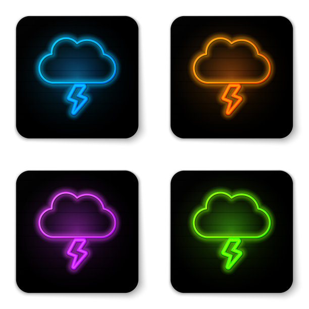 发光的霓虹灯风暴图标孤立在白色图片下载