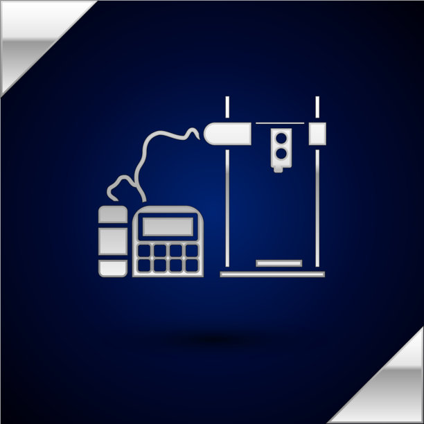 银色3d打印机图标孤立在深蓝色图片下载