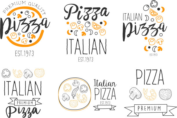 为披萨店设置简约的标志图片下载