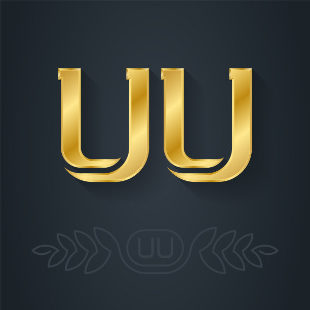 u -首字母或金色标志u和u -金属图片下载