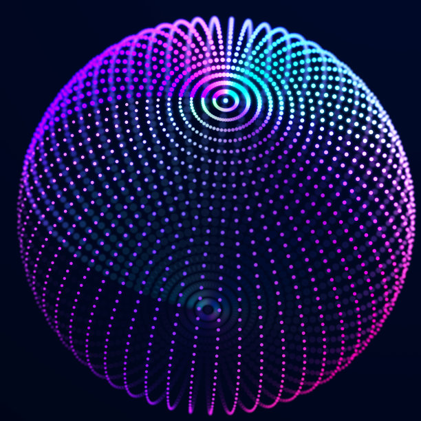 抽象的3 d球体。未来点背景。彩色音乐表面。3 d渲染。图片下载