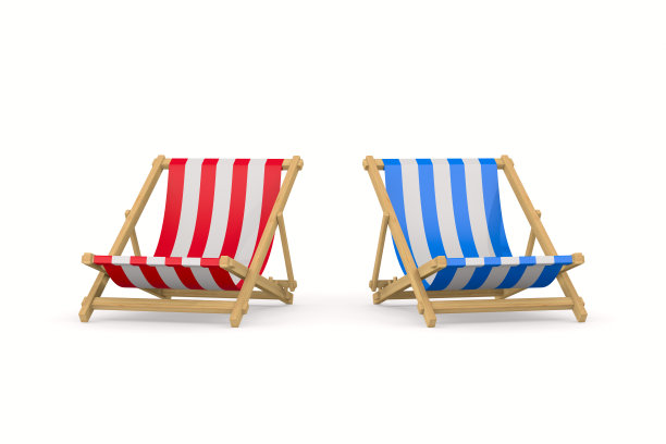 白色背景的沙滩躺椅。孤立的3 d演示图片下载