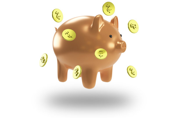 盘旋的储蓄罐掉落的美元硬币。3 d渲染。图片下载