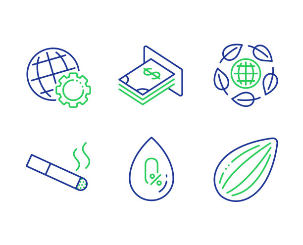 全球ATM钱和生态有机图标设置图片下载