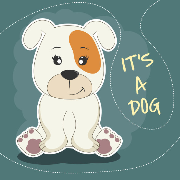 可爱卡通狗狗积极的小狗坐着图片下载