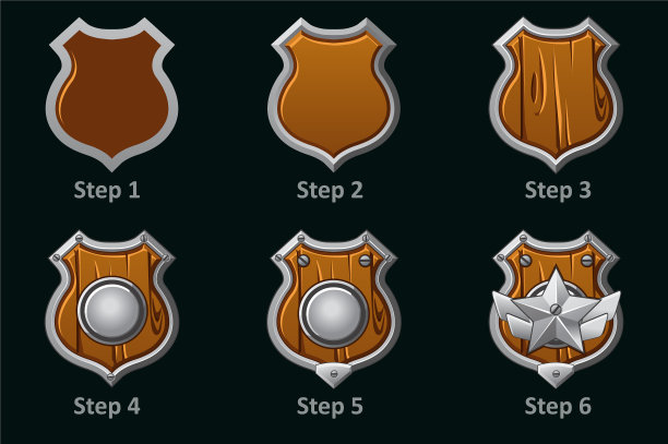 木制盾牌图标一步一步绘制图片下载