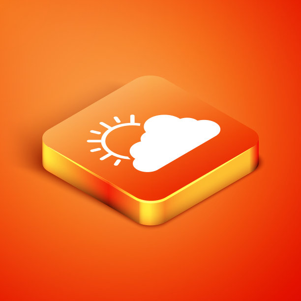 等距太阳和云天气图标隔离图片下载