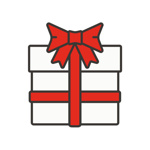 礼品盒与红色丝带颜色图标图片下载